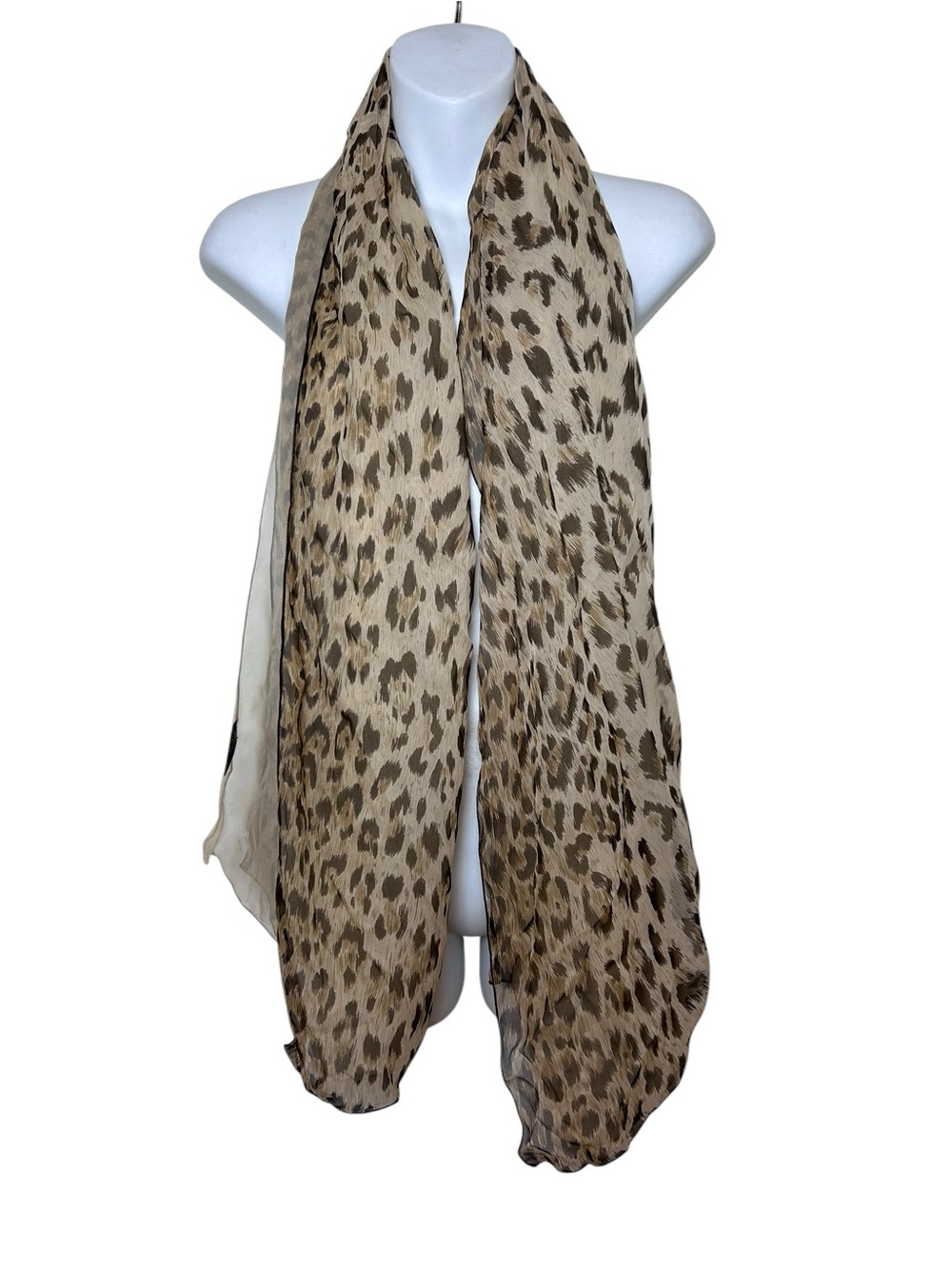 Echo vintage silk chiffon rectangle leopard print scarf Japan 2 sided